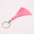 Pink bohemian tassel keychain with silver metal ring for women handbags and car keys - Silver Single Ring / Pink