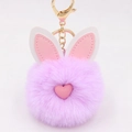 Grazioso portachiavi in peluche con orecchie di coniglio viola e chiusura dorata - Stile Portachiavi a Orecchio / Viola Taro