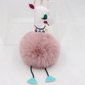 Porte-clés alpaga en peluche rose avec fermoir doré pour accessoire de sac à main - Vieux rose