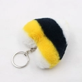 Dettaglio di un portachiavi in peluche a cuore con strisce gialle, blu e bianche e anello - Fibbia a Anello Singolo / Striped Pattern 6