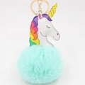 Porte-clés licorne en peluche avec pompon vert menthe et détails colorés - Vert menthe