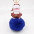 Dettaglio charm Babbo Natale in ecopelle con pompon blu reale e portachiavi dorato - Portachiavi d'Oro / Blu Zaffiro