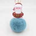 Dettaglio portachiavi Babbo Natale con pompon blu in pelliccia sintetica e anello - Portachiavi d'Oro / Blu-Verde