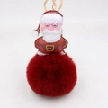 Dettaglio del portachiavi a pompon Babbo Natale con anello dorato per borse - Portachiavi d'Oro / Borgogna