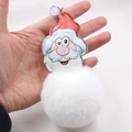 Dettaglio portachiavi Babbo Natale in finta pelliccia con cappello rosso e gancio - Portachiavi d'Oro / Bianco