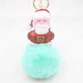 Weihnachtlicher Weihnachtsmann-Schlüsselanhänger aus PU-Leder mit mintgrünem Pelzbommel - Minzgrün