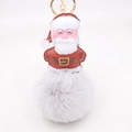 Dettaglio portachiavi di Babbo Natale con pompon grigio e chiusura in metallo dorato - Portachiavi d'Oro / Grigio chiaro