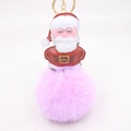 Portachiavi Babbo Natale in pelliccia rosa con chiusura dorata per borse donna - Portachiavi d'Oro / viola taro