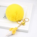 Creative yellow fluffy fur ball keychain with cute resin banana pendant for handbags - Yellow