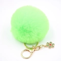 Porte-clés pompon vert fluo en fausse fourrure avec flocon de neige et anneau doré - Vert Fluorescent