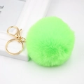 Fluorescent green faux rabbit fur keychain with golden lobster clasp for handbags - Fluorescent Green