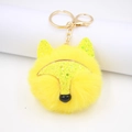 Porte-clés renard en peluche pailleté jaune avec fermoir mousqueton en métal doré - Porte-clés Doré / Jaune