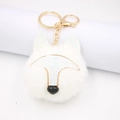 Porte-clés renard en peluche blanche avec paillettes et chaîne en métal doré - Porte-clés Doré / Blanc