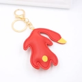 Portachiavi creativo a forma di volpe in pelle PU rossa con anello in metallo dorato - Stile Anatra alla Pechinese
