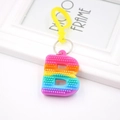 Regenbogen Buchstabe B Fidget Spielzeug Schlüsselanhänger aus Silikon mit Blasen - PVC-Alphabet / Buchstabe B