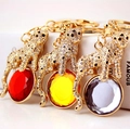 Porte-clés léopard créatif avec strass brillants et pierres précieuses à facettes colorées - Couleur Aléatoire