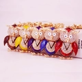 Cute owl rhinestone alloy keychains in five colors with golden metallic lobster clasp - Random Color