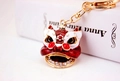 Chinese leeuwendans sleutelhanger van metaal met emaille en strass steentjes - Rood