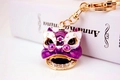 Squisito portachiavi a forma di leone viola con strass e chiusura in metallo dorato - Viola