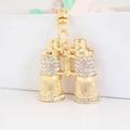 Portachiavi a binocolo creativo dorato con strass scintillanti e chiusura a moschettone - Oro