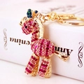 Schlüsselanhänger Zebra mit rosa und magentafarbenen Strasssteinen und Gold-Karabiner - Rosa (Zebra)