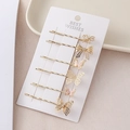Lot de 6 barrettes papillon en métal doré avec rubans roses sur carte de support - Papillon Et Nœud / Papillon Rose