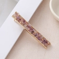 Elegante pasador de pelo dorado con cristales de piedra natural púrpura para mujeres - Amatista