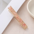 Pinza para el pelo dorada con cristales de piedras naturales rosa y naranja para mujer - Rosa Coral