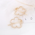 Elegantes pinzas para el cabello de flores doradas con perlas blancas para mujer con diseño - Estilo Flor