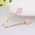 Set di forcine minimaliste in metallo dorato con cristalli geometrici rosa per donna - Rosa