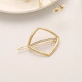 Golden geometric hair clip with hammered texture and fine crystal inlay for women - Diamond Pattern