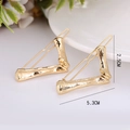 Detailed view of two gold-plated V-shaped hair clips with a bamboo branch texture design - Letter L
