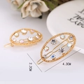 Pasadores de pelo ovalados dorados con pedrería y diseño vintage elegante minimal - Ovalado Hueco - Dorado
