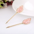 Horquilla de concha rosa en acetato con base de aleación dorada y textura mármol - Rosa