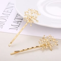 Detail of golden tree hairpins with sparkling rhinestones on decorative plate - Gold Tree Branch Rhinestone Style (摇钱树2)