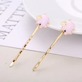 Chic golden wave hair clips with pink enamel pig charms and matter prop decoration - Pink Whole Pig With Coin Style