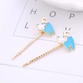 Cute golden cat claw hair clips with light blue and white enamel for daily hairstyling - Blue and White Cat