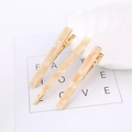 Set di tre fermagli per capelli rettangolari in acetato crema con base in metallo - Bianco Sporco