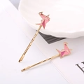 Japanese style origami paper crane hair clips in pink and gold finish for women - Geometric Splicing Set / Pink Paper Crane