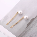 Elegant gold pearl hair pins set with minimalist wavy design for women's hairstyle - 10mm Gold