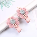 Coppia di fermagli per capelli in tessuto rosa stile coreano per ragazze fiori graziosi - Girasole Rosa