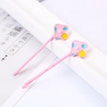 Coppia di graziose mollette per capelli a fungo rosa con pois blu e perle bianche - Fungo blu