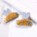 Détails des barrettes en peluche oreilles de lapin avec laine douce et texte mode - Kaki