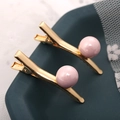 Eleganti fermagli per capelli in lega dorata con perle rosa per donna in set da due pezzi - Stile 10 / Rosa