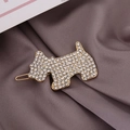 Scottie Hund Haarklammer mit funkelnden weißen Strasssteinen auf goldener Basis - Pave Zirkon Hund