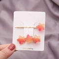 Lot de barrettes étoiles en dégradé arc-en-ciel avec texture sucre sur métal doré - Étoile Dégradé Jaune Orangé