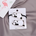Cute panda hair accessory set with enamel alloy clip and elastic band for women and girls - Panda Hair Clip And Hair Tie