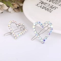 Fermagli per capelli a cuore con strass AB scintillanti su base in metallo argento - Forma Cuore Argento