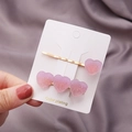 Détail des barrettes cœur dégradé rose et violet avec texture sucre et placage doré - Dégradé De Cœur Violet