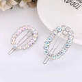 Fermagli per capelli con strass AB scintillanti e finitura argento in design ovale - Platino Ovale